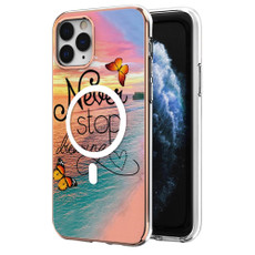 For iPhone 11 Pro Max Marble Pattern Dual-side IMD Magsafe TPU Phone Case(Dream Butterfly)