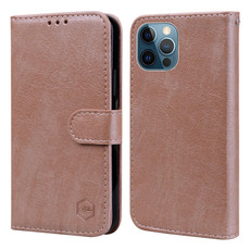 For iPhone 12 Pro / 12 Skin Feeling Oil Leather Texture PU + TPU Phone Case(Champagne)