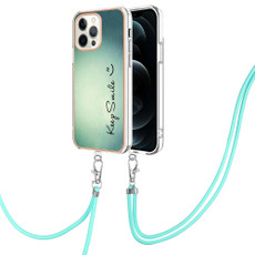 For iPhone 12 / 12 Pro Electroplating Dual-side IMD Phone Case with Lanyard(Smile)