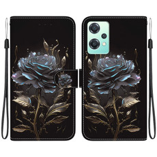 For OnePlus Nord CE 2 Lite 5G Crystal Texture Colored Drawing Leather Phone Case(Black Rose)