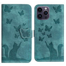 For iPhone 13 Pro Butterfly Cat Embossing Flip Leather Phone Case(Wathet) For iPhone 13 Pro Butterfly Cat Embossing Flip Leather Phone Case(Wathet)