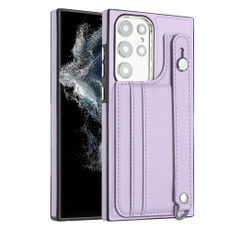 For Samsung Galaxy S23 Ultra Shockproof Leather Phone Case with Wrist Strap(Purple) For Samsung Galaxy S23 Ultra Shockproof Leather Phone Case with Wrist Strap(Purple)