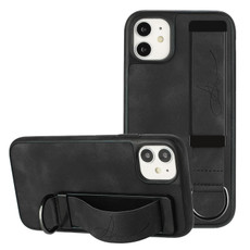 For iPhone 11 Wristband Holder Leather Back Phone Case(Black) For iPhone 11 Wristband Holder Leather Back Phone Case(Black)