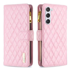 For Samsung Galaxy S24 5G Diamond Lattice Zipper Wallet Leather Flip Phone Case(Pink) For Samsung Galaxy S24 5G Diamond Lattice Zipper Wallet Leather Flip Phone Case(Pink)