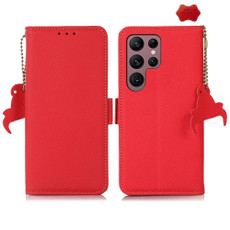 For Samsung Galaxy S24 Ultra Side-Magnetic TJ Genuine Leather RFID Phone Case(Red)