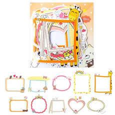 3 Packs DIY Photo Frame Stickers Baby Growth Manual Making Decoration Materials Handbook Stickers(Cartoon C Section)