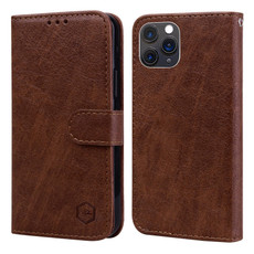 For iPhone 11 Pro Max Skin Feeling Oil Leather Texture PU + TPU Phone Case(Brown)