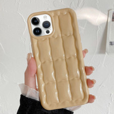 For iPhone 11 Pro Max 3D Grid Texture TPU Phone Case(Khaki)