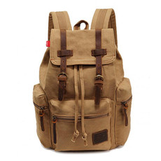 AUGUR 1039 Men Retro Canvas Backpack Shoulders Laptop Bag(Khaki)