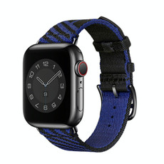 Two-color Nylon Braid Watch Band For Apple Watch Ultra 49mm&Watch Ultra 2 49mm / Series 9&8&7 45mm / SE 3&SE 2&6&SE&5&4 44mm / 3&2&1 42mm(Black+Blue) Two-color Nylon Braid Watch Band For Apple Watch Ultra 49mm&Watch Ultra 2 49mm / Series 9&8&7 45mm / SE 3&SE 2&6&SE&5&4 44mm / 3&2&1 42mm(Black+Blue)