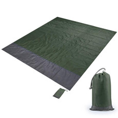 Polyester Waterproof Plaid Cloth Pocket Picnic Mat Outdoor Camping Beach Mat, Size: 2.1 x 2m(Army Green + Dark Gray)