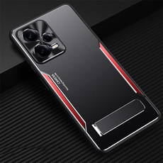 For Xiaomi Redmi Note 12 Pro 5G China Blade Series TPU + Titanium Alloy Phone Case with Holder(Black Red)