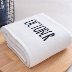 Month Embroidery Soft Absorbent Increase Thickened Adult Cotton Bath Towel, Pattern:October(White)