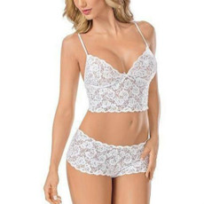 3PCS Sexy Lace Ladies Underwear Bra And Panty Set, Size:M(White) 3PCS Sexy Lace Ladies Underwear Bra And Panty Set, Size:M(White)