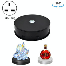 20cm Electric Rotating Turntable Display Stand LED Light Video Shooting Props Turntable, Power Plug:220V UK Plug(Black)