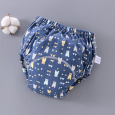 6 Layer Baby Diaper Waterproof  Reusable Cloth Diapers Baby Cotton Training  Underwear Pants Diaper S (0-9KG)(Full Bear)
