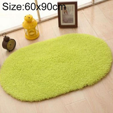 Faux Fur Rug Anti-slip Solid Bath Carpet Kids Room Door Mats Oval  Bedroom Living Room Rugs, Size:60x90cm(Candy Green)