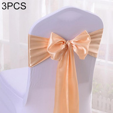 3 PCS Satin Fabric Chair Bows Wedding Chairs Knot Decoration(Champagne)
