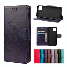 For Samsung Galaxy A22 5G Butterfly Flower Pattern Horizontal Flip Leather Case with Holder & Card Slots & Wallet(Deep Purple)