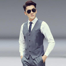 Men Vest Slim Korean Work Clothes Suit Vest Groomsmen Professional Wear Men Vest, Size: XL(Gray)