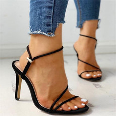 Candy-colored Super High-heeled Strap Sexy Sandals, Size:39(Black)