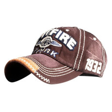Cotton Embroidered Patch Washable Adjustable Baseball Cap(Brown)