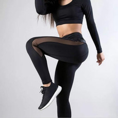 Women Leggings Sexy Pants Push Up Fitness Gym Leggins Running Mesh Leggins Seamless Workout Pants XL, Size:XL (Black)