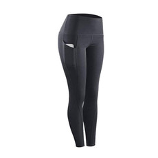 Slim Tight Sportswear Women High Waist Hips Slim Sports Leggings, Size:M(Black)