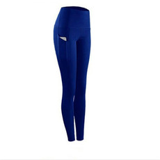 Slim Tight Sportswear Women High Waist Hips Slim Sports Leggings, Size:S(Blue)
