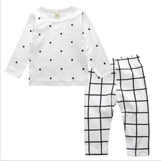 Children Cartoon Cotton Underwear Care Belly Pajamas Set, Size:XXL(Small Dot)
