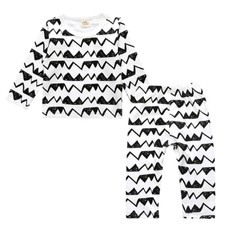 Children Cartoon Cotton Underwear Care Belly Pajamas Set, Size:S(Black Wave) Children Cartoon Cotton Underwear Care Belly Pajamas Set, Size:S(Black Wave)