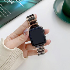 For Apple Watch Ultra 49mm&Watch Ultra 2 49mm / Series 9&8&7 45mm / SE 3&SE 2&6&SE&5&4 44mm / 3&2&1 42mm Ceramic Steel Watch Band (Black Gold) For Apple Watch Ultra 49mm&Watch Ultra 2 49mm / Series 9&8&7 45mm / SE 3&SE 2&6&SE&5&4 44mm / 3&2&1 42mm Ceramic Steel Watch Band (Black Gold)