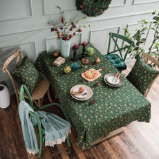 Linen Cotton Christmas Party Tablecloth Rectangle Bronzing Dinning Table Cover, Size:100x140cm(Green)