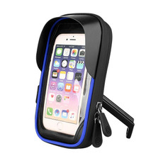 Mountain Bike Card Holder Touch Screen Mobile Phone Holder Motorcycle Electric Vehicle Waterproof Navigation Bracket Shade Mobile Phone Holder, Style:Rearview Mirrors(Blue)