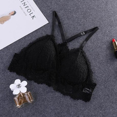 Camisole Female Wrapped Chest Tube Top Underwear Sexy Lace Gathered Base Bra with Chest Pad, Size:One Size(Black)