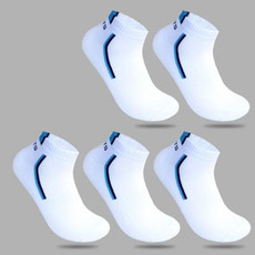 5 Pairs Cotton Socks Men&#39;s Solid Color Fashion Male Boat Socks( White Blue)