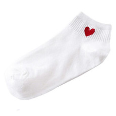 10 Pairs Cute Socks Women Red Heart Pattern Soft Breathable Cotton Socks Ankle-High Casual Comfy Socks(white body red heart)