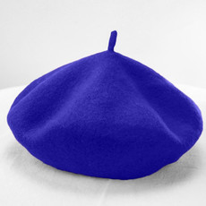 Women Wool Vintage Solid Color Berets Cap(blue)