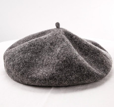 Women Wool Vintage Solid Color Berets Cap(Dark gray)