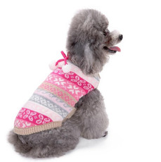 Autumn Winter Pet Clothes Christmas Snowflake Knitted Pattern Sweater, Size: L(Rose Red)