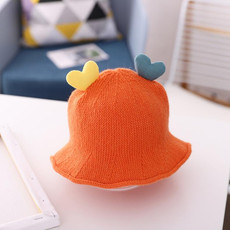 Baby Love-heart Knitted Hat Children Wild Knitted Fisherman Hat, Size: S(Orange)