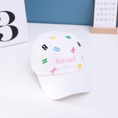C0538 Color Embroidery Letters Children Baseball Cap Peaked Cap, Size: 50cm Adjustable(White)