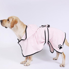 Dog Water Absorbing Towel Cat Bath Towel Bathrobes Pet Supplies XL(Pink)