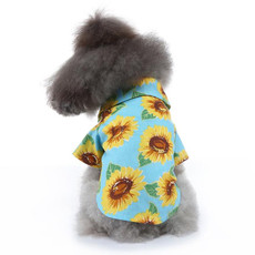 2 PCS Pet Beach Shirt Dog Print Spring And Summer Clothes, Size: XL(Yellow Blue)