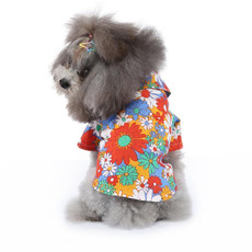 2 PCS Pet Beach Shirt Dog Print Spring And Summer Clothes, Size: XL(Orange)