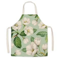 2 PCS Green Leaf Kitchen Apron Linen Cooking Gown Work Clothes, Specification: 45x56 cm(Grren)