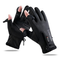 Outdoor Sports Riding Warm Gloves Touch Screen Fingerless Fishing Gloves, Size: L(Black)