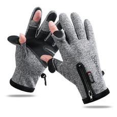 Outdoor Sports Riding Warm Gloves Touch Screen Fingerless Fishing Gloves, Size: L(Grey)