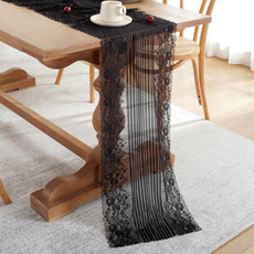 Romantic Lace Table Runner Wedding Decoration, Size: 200cm(Black Lace)