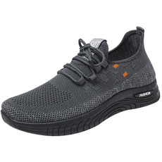 D06 Men Spring Flying Knitting  Shoes Lace Up Sports Casual Shoes, Size: 44(Gray)